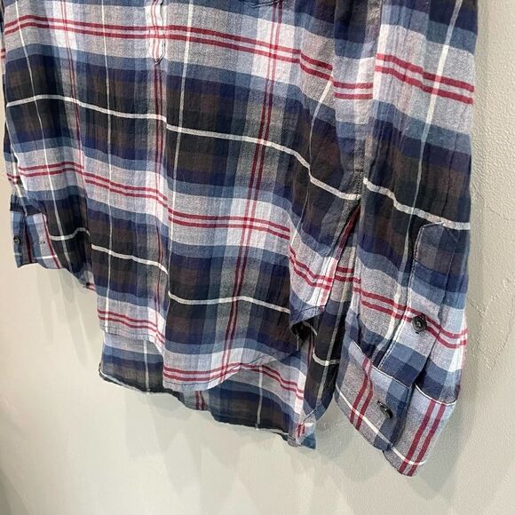 Madewell Collarless Popover Flannel Shirt - Size: XS - Picture 7 of 9